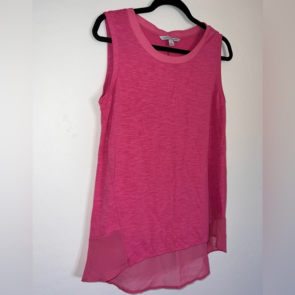 Adrienne Vittadini Sleeveless Pink Sheer Trim Top Medium - Picture 3 of 5